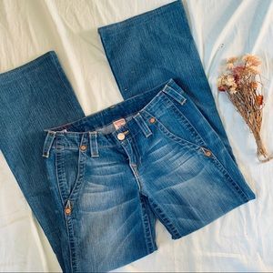 True Religion 28 Bootcut Jeans Medium Wash Lowrise
